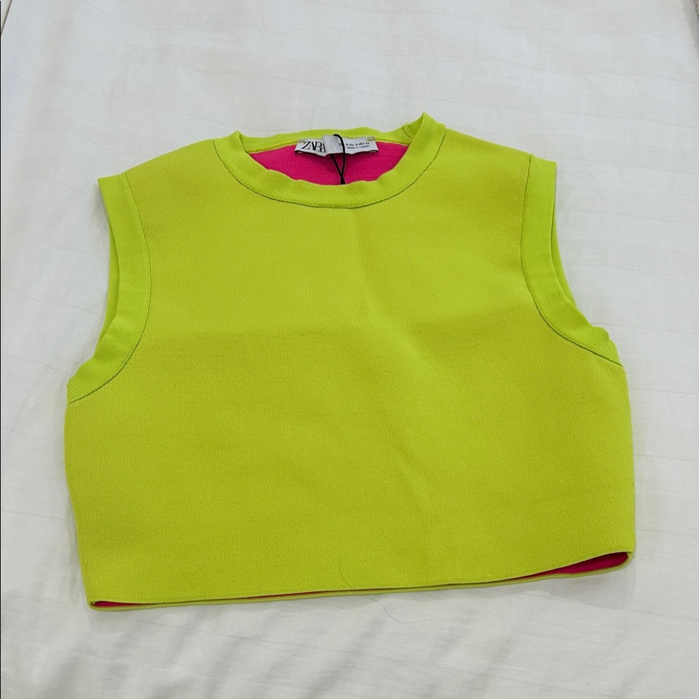 Zara Bright Lime Sleeveless Top